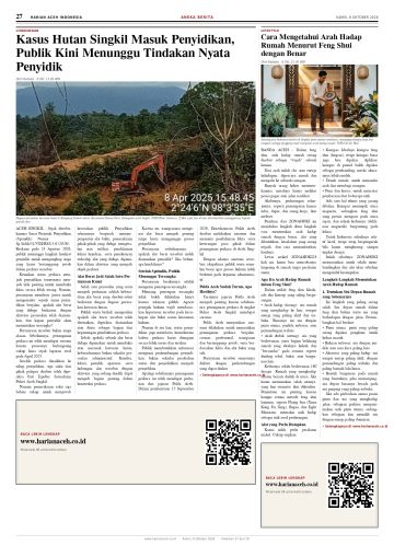 Halaman 27 Harian Aceh Indonesia edisi Kamis, 8 Oktober 2026
