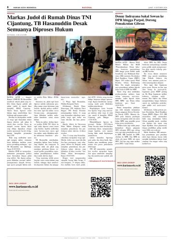 Halaman 8 Harian Aceh Indonesia edisi Jumat, 9 Oktober 2026