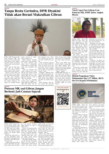 Halaman 15 Harian Aceh Indonesia edisi Jumat, 9 Oktober 2026
