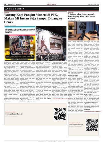 Halaman 18 Harian Aceh Indonesia edisi Jumat, 9 Oktober 2026