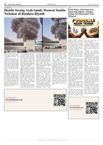 Halaman 22 Harian Aceh Indonesia edisi Jumat, 9 Oktober 2026