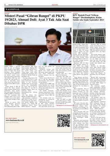 Halaman 2 Harian Aceh Indonesia edisi Sabtu, 10 Oktober 2026