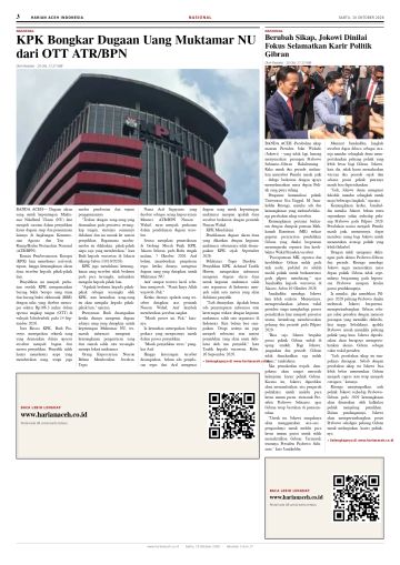 Halaman 3 Harian Aceh Indonesia edisi Sabtu, 10 Oktober 2026