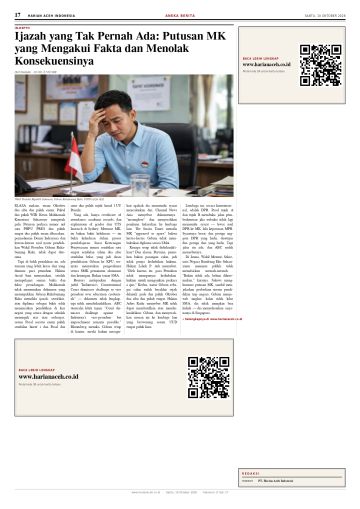 Halaman 17 Harian Aceh Indonesia edisi Sabtu, 10 Oktober 2026