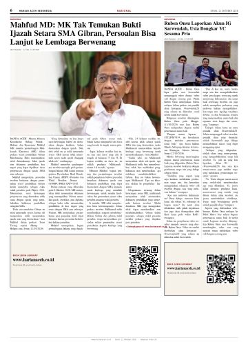 Halaman 6 Harian Aceh Indonesia edisi Senin, 12 Oktober 2026