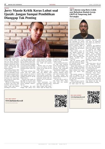 Halaman 15 Harian Aceh Indonesia edisi Senin, 12 Oktober 2026
