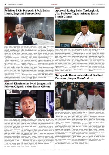Halaman 16 Harian Aceh Indonesia edisi Senin, 12 Oktober 2026