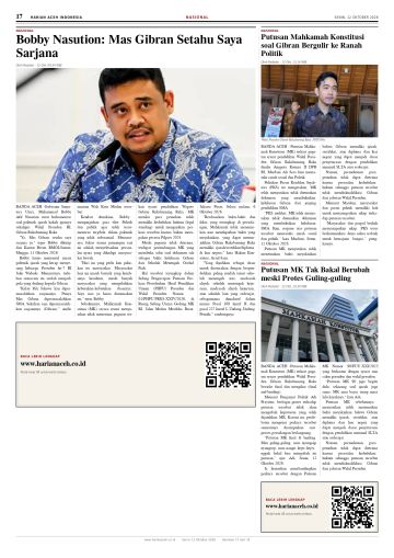 Halaman 17 Harian Aceh Indonesia edisi Senin, 12 Oktober 2026