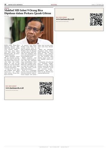 Halaman 18 Harian Aceh Indonesia edisi Senin, 12 Oktober 2026