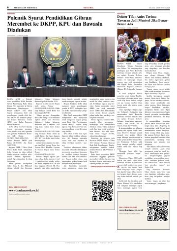 Halaman 6 Harian Aceh Indonesia edisi Selasa, 13 Oktober 2026