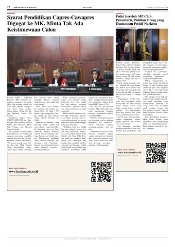 Halaman 12 Harian Aceh Indonesia edisi Selasa, 13 Oktober 2026