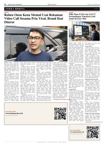 Halaman 16 Harian Aceh Indonesia edisi Selasa, 13 Oktober 2026