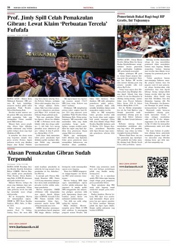 Halaman 16 Harian Aceh Indonesia edisi Rabu, 14 Oktober 2026