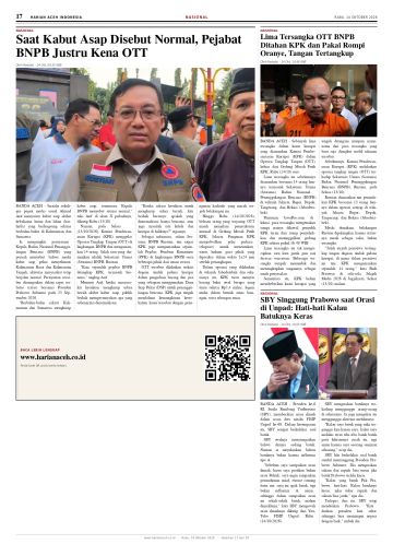 Halaman 17 Harian Aceh Indonesia edisi Rabu, 14 Oktober 2026
