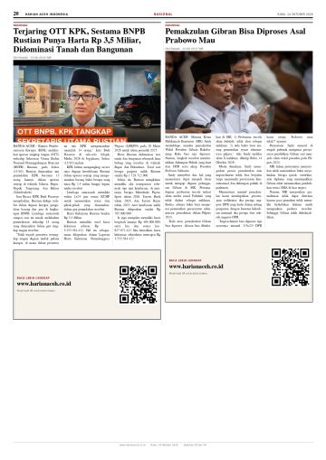 Halaman 20 Harian Aceh Indonesia edisi Rabu, 14 Oktober 2026