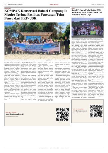 Halaman 22 Harian Aceh Indonesia edisi Kamis, 15 Oktober 2026