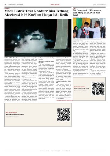 Halaman 18 Harian Aceh Indonesia edisi Jumat, 16 Oktober 2026