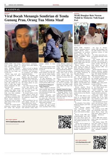 Halaman 2 Harian Aceh Indonesia edisi Sabtu, 17 Oktober 2026