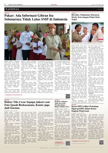 Halaman 2 Harian Aceh Indonesia edisi Jumat, 23 Oktober 2026