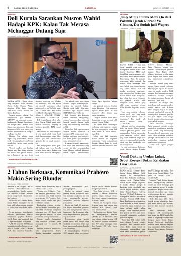 Halaman 6 Harian Aceh Indonesia edisi Jumat, 23 Oktober 2026