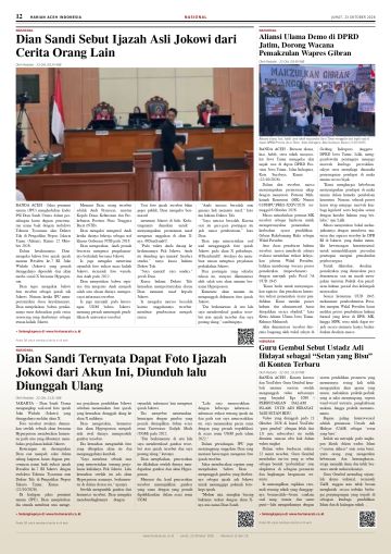 Halaman 12 Harian Aceh Indonesia edisi Jumat, 23 Oktober 2026