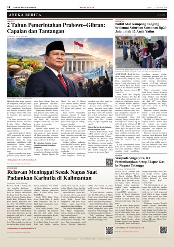 Halaman 14 Harian Aceh Indonesia edisi Jumat, 23 Oktober 2026