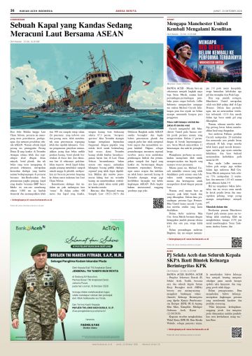 Halaman 16 Harian Aceh Indonesia edisi Jumat, 23 Oktober 2026