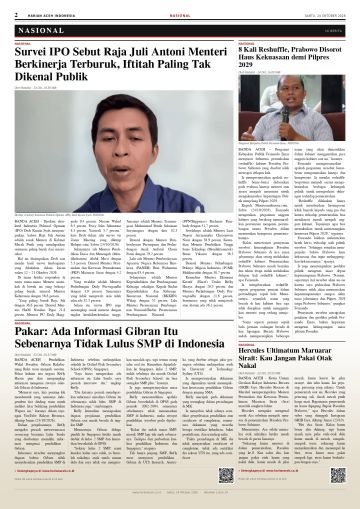 Halaman 2 Harian Aceh Indonesia edisi Sabtu, 24 Oktober 2026
