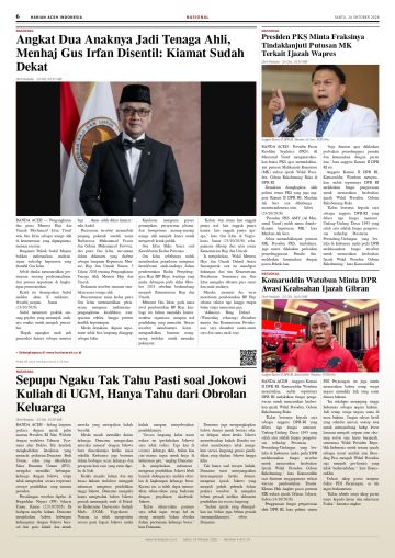 Halaman 6 Harian Aceh Indonesia edisi Sabtu, 24 Oktober 2026