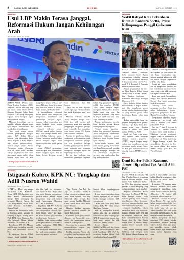 Halaman 8 Harian Aceh Indonesia edisi Sabtu, 24 Oktober 2026