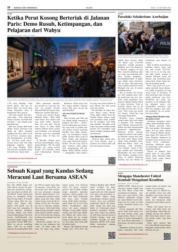Halaman 10 Harian Aceh Indonesia edisi Sabtu, 24 Oktober 2026