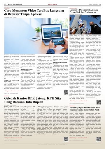 Halaman 12 Harian Aceh Indonesia edisi Sabtu, 24 Oktober 2026
