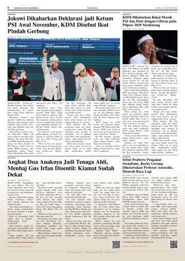 Halaman 6 Harian Aceh Indonesia edisi Minggu, 25 Oktober 2026