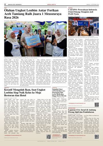 Halaman 12 Harian Aceh Indonesia edisi Minggu, 25 Oktober 2026