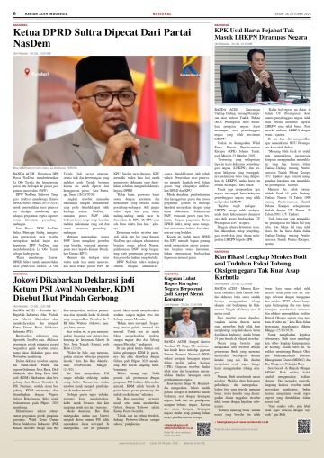 Halaman 6 Harian Aceh Indonesia edisi Senin, 26 Oktober 2026