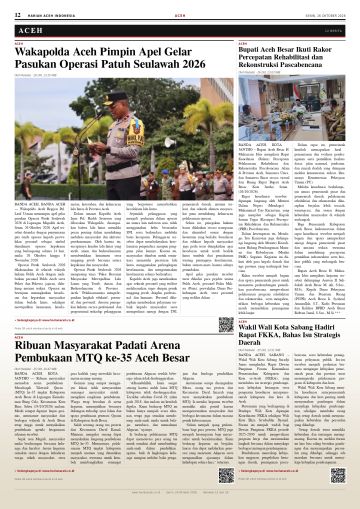 Halaman 12 Harian Aceh Indonesia edisi Senin, 26 Oktober 2026