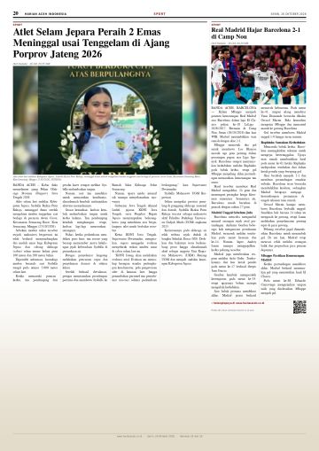 Halaman 20 Harian Aceh Indonesia edisi Senin, 26 Oktober 2026