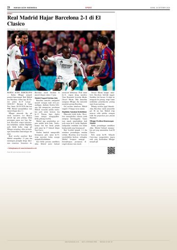 Halaman 21 Harian Aceh Indonesia edisi Senin, 26 Oktober 2026