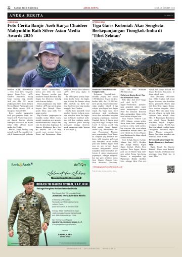 Halaman 22 Harian Aceh Indonesia edisi Senin, 26 Oktober 2026