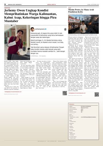 Halaman 26 Harian Aceh Indonesia edisi Senin, 26 Oktober 2026