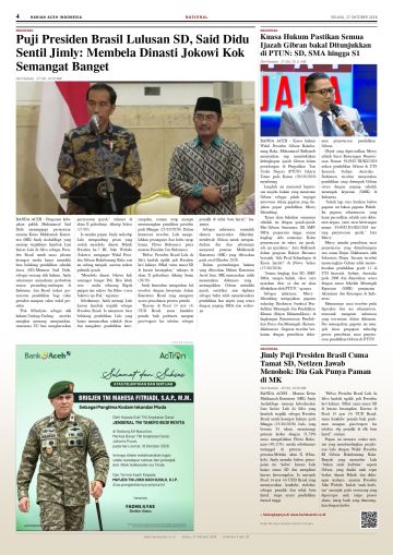 Halaman 4 Harian Aceh Indonesia edisi Selasa, 27 Oktober 2026