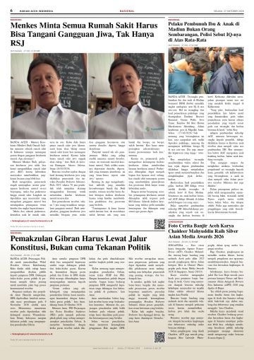 Halaman 6 Harian Aceh Indonesia edisi Selasa, 27 Oktober 2026