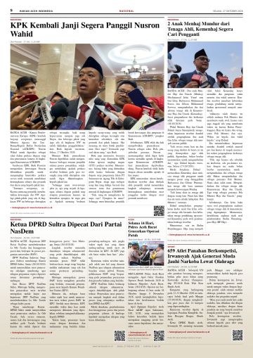 Halaman 9 Harian Aceh Indonesia edisi Selasa, 27 Oktober 2026