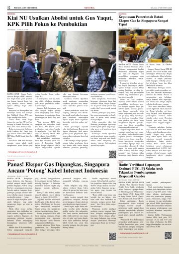 Halaman 12 Harian Aceh Indonesia edisi Selasa, 27 Oktober 2026