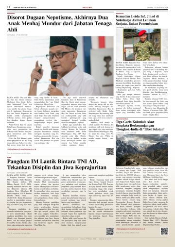 Halaman 15 Harian Aceh Indonesia edisi Selasa, 27 Oktober 2026