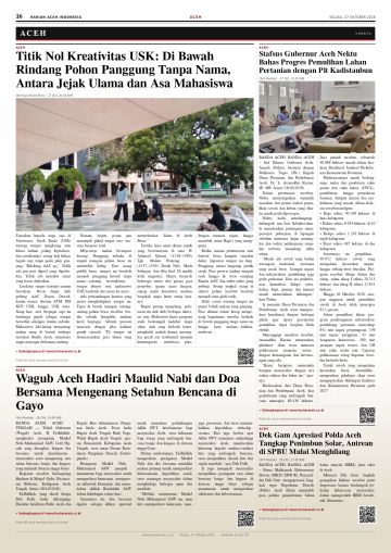Halaman 16 Harian Aceh Indonesia edisi Selasa, 27 Oktober 2026