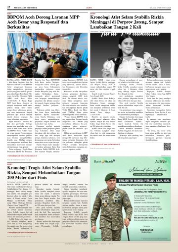 Halaman 17 Harian Aceh Indonesia edisi Selasa, 27 Oktober 2026