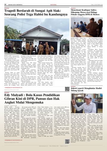 Halaman 14 Harian Aceh Indonesia edisi Rabu, 28 Oktober 2026