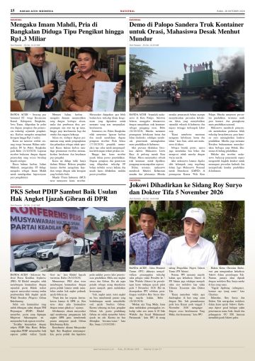 Halaman 15 Harian Aceh Indonesia edisi Rabu, 28 Oktober 2026
