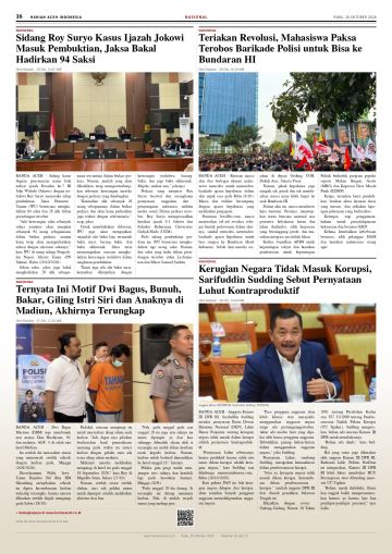 Halaman 16 Harian Aceh Indonesia edisi Rabu, 28 Oktober 2026